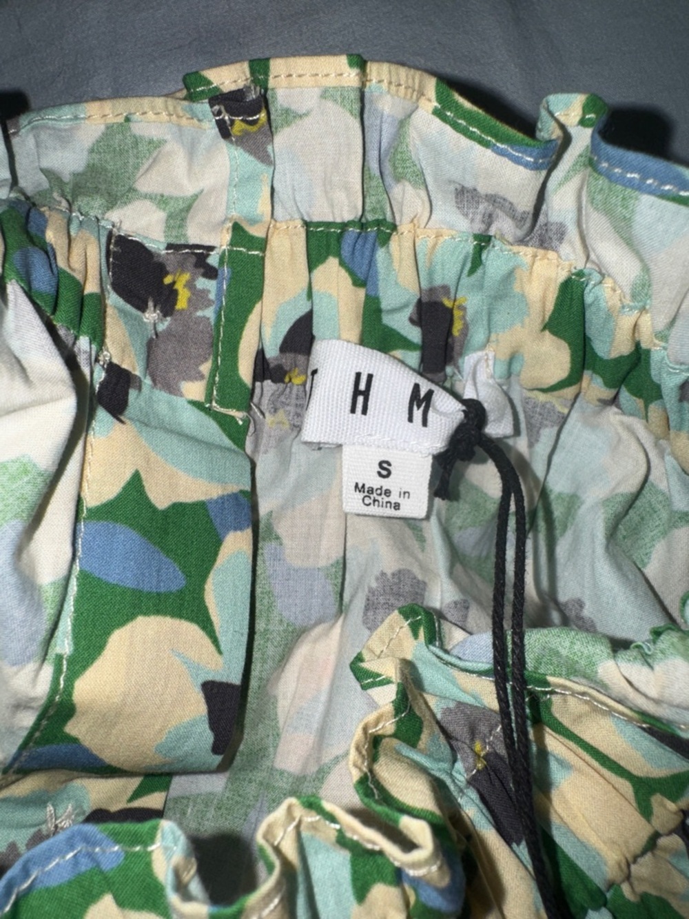 THML Green Floral Blouse with Pink Embroidered Puff Sleeves - Picture 5 of 5